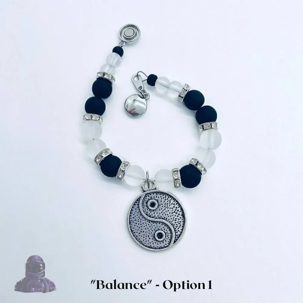 Yin Yang Bracelet Black White Glass Beads Handmade